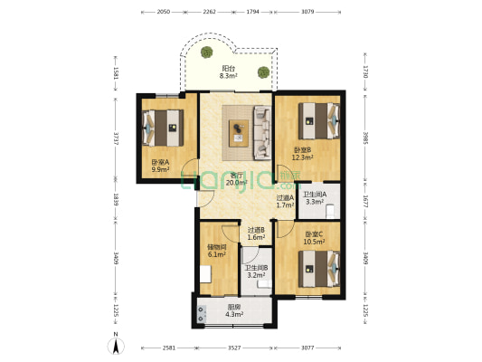 荣华大厦湖里区 3室1厅2卫 99平方