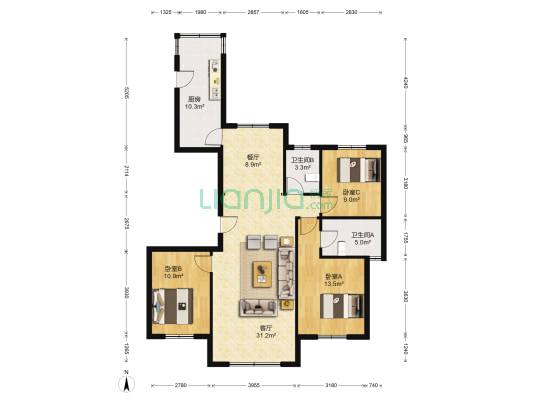户型方正采光充足     环境好-户型图