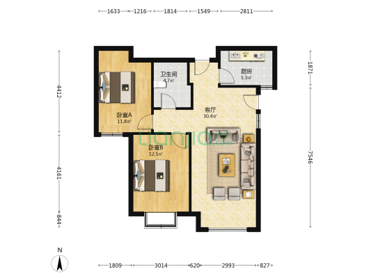 涿州东站 鸿坤理想湾南区 步行到高铁站800米-户型图