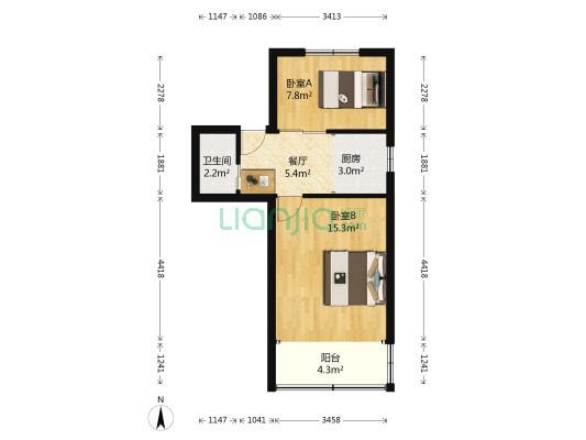 锅子弄 2室1厅1卫 48平方