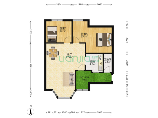 钢琴厂宿舍 2室1厅1卫 75平方