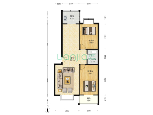 兴韩苑 2室1厅1卫 91平方