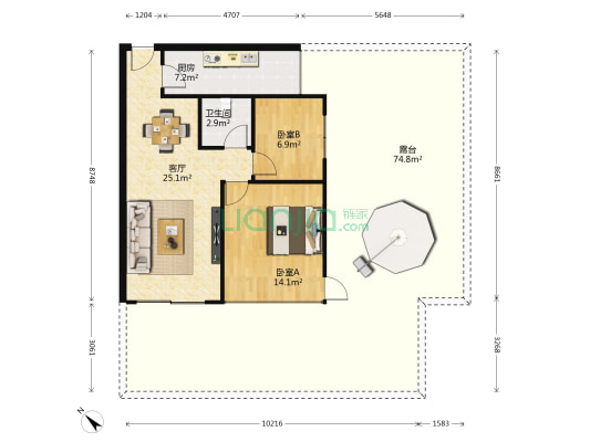 兴进嘉园 2室1厅1卫 68平方