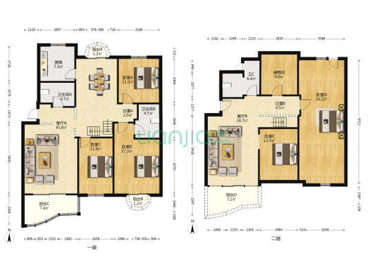 金盛花苑 5室2厅3卫 128平方