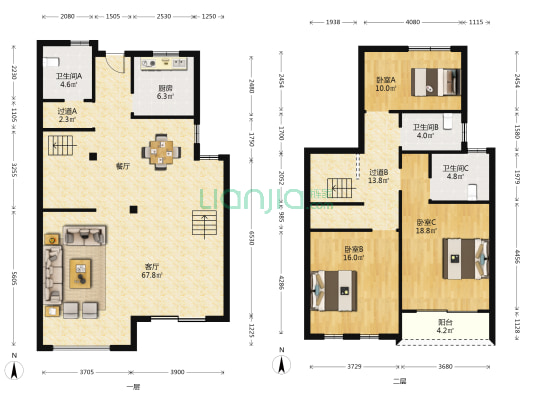 江海艺墅 3室1厅3卫 173平方