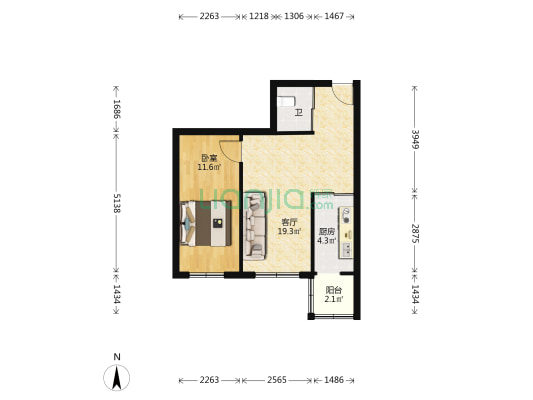 公平小区 1室1厅1卫 58平方