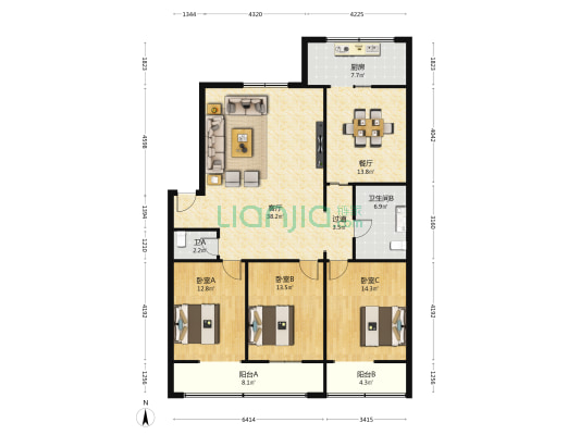 长缨北路21 3室2厅2卫 130平方