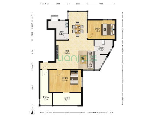 省工艺品宿舍 2室1厅1卫 105平方