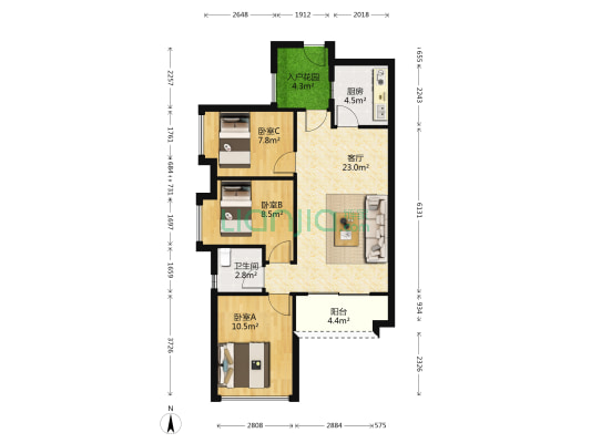 北部万科城 3室1厅1卫 79平方