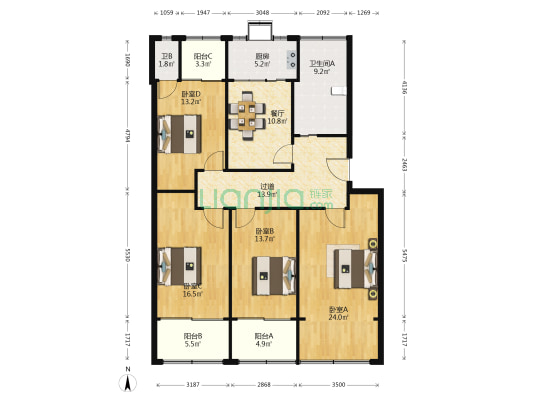 武泰闸检察院宿舍 4室1厅2卫 125平方