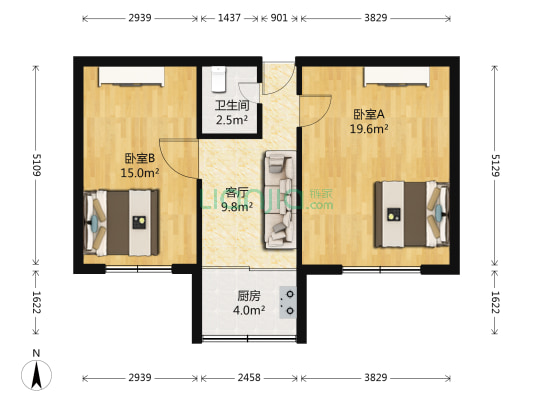 铁西小学 2室1厅1卫 65平方