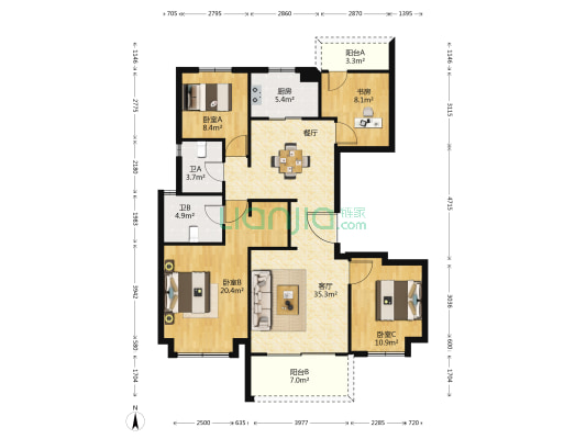 招商雍景湾御江花苑 4室1厅2卫 0平方