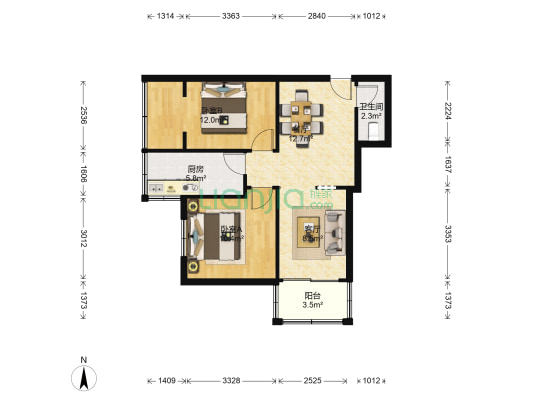 煤建南村 2室2厅1卫 66平方