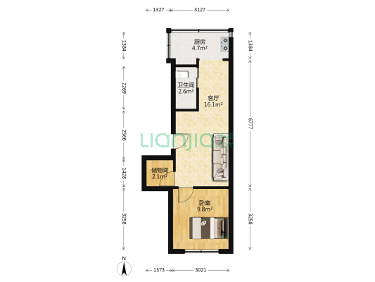 李官小区 1室1厅1卫 46平方