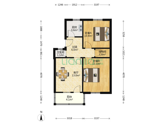 人民巷29号 2室1厅1卫 64平方