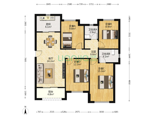 清能正荣府 4室1厅2卫 126平方