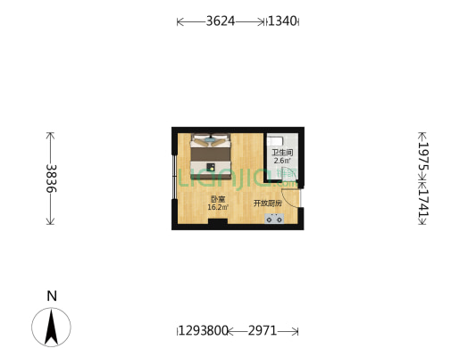 枫丹2号 1室0厅1卫 34平方