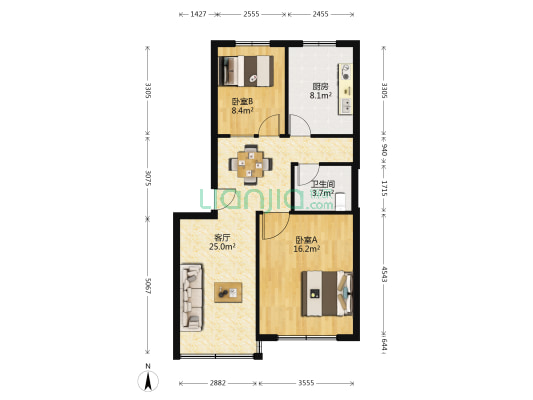 新城市 2室1厅1卫 74平方