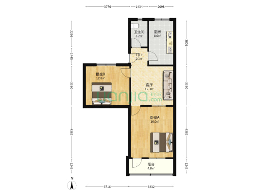 水建公寓 2室1厅1卫 76平方