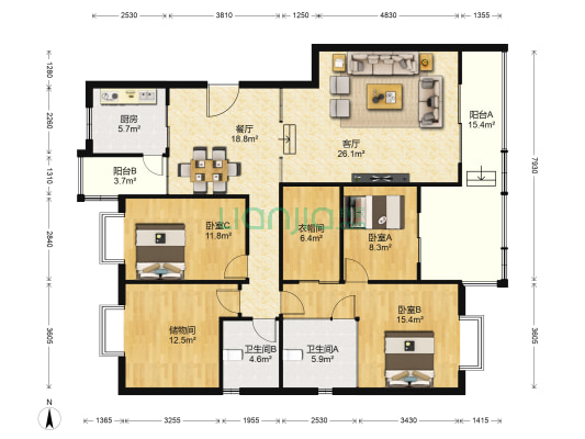 创意英国维多利亚花园 3室2厅2卫 158平方