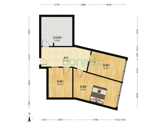 建云西路 3室1厅1卫 61平方