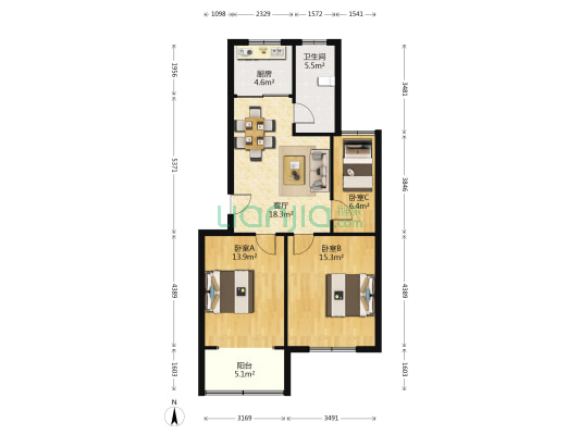 北城馨园 3室1厅1卫 87平方