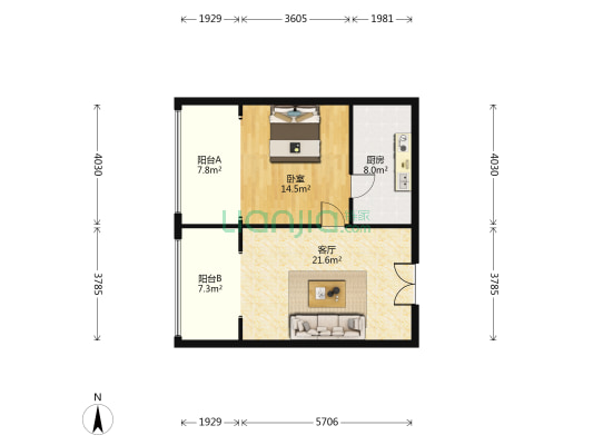 珠琳国际 1室1厅0卫 92平方