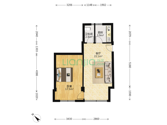 绿缘路 1室1厅1卫 57平方