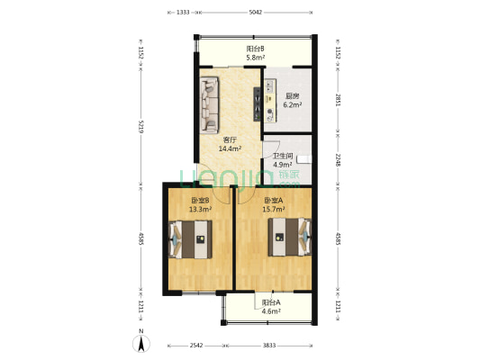 安宁分局家属楼（幸福巷） 2室1厅1卫 71平方
