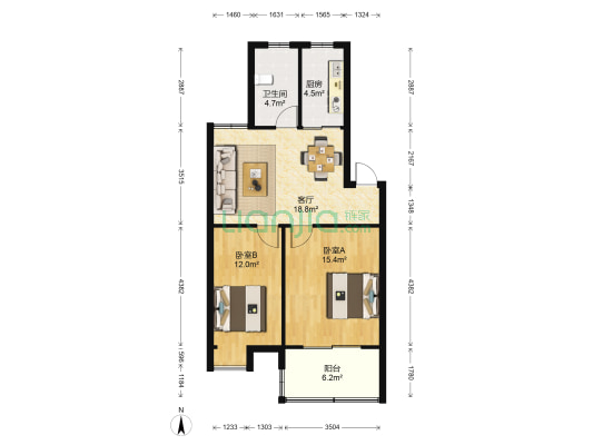 奥体新城翠杉园 2室1厅1卫 71平方