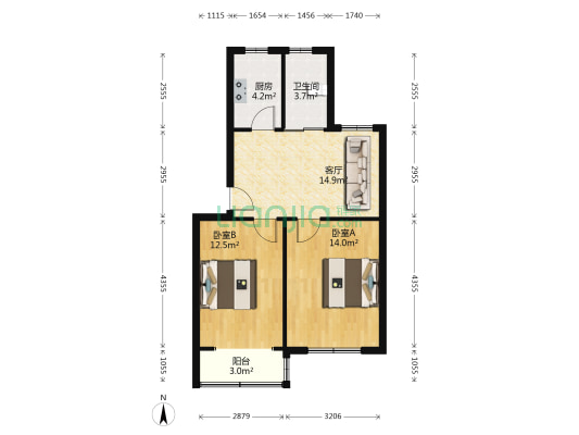 雨山一村 2室1厅1卫 61平方