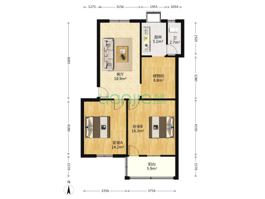 襄阳市农业综合执法支队 2室1厅1卫 85平方