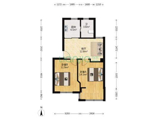 茗园二区 2室1厅1卫 58平方