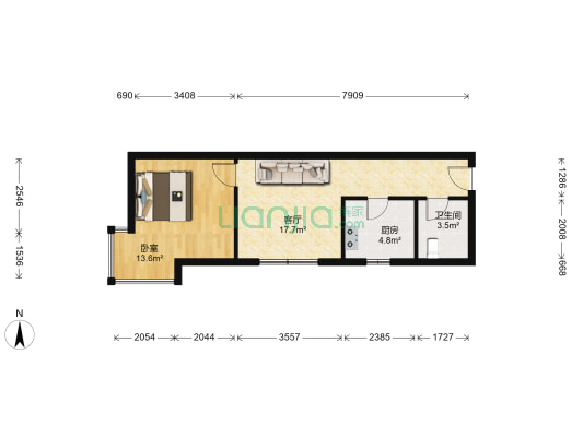 长乐坊小区 1室1厅1卫 50平方