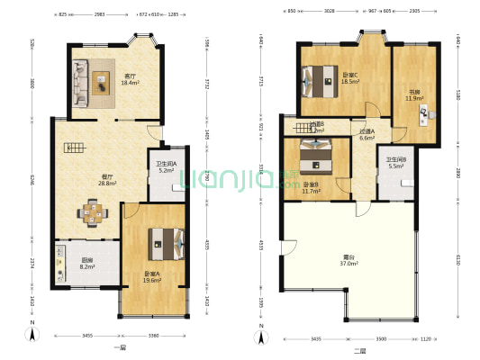 白马山公寓 4室2厅2卫 168平方