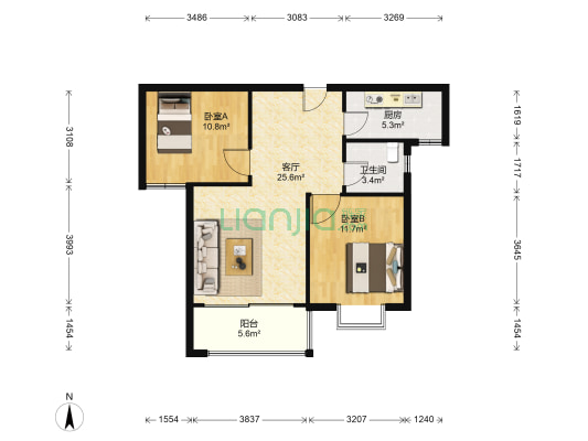 星城映象 2室1厅1卫 77平方
