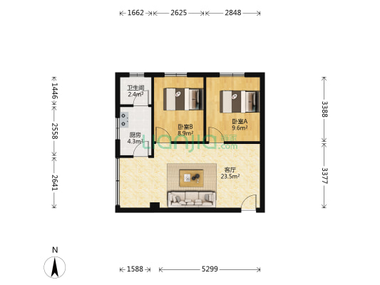 南桂西路 2室1厅1卫 68平方