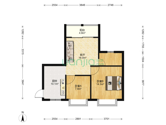 东安苑 2室1厅0卫 77平方