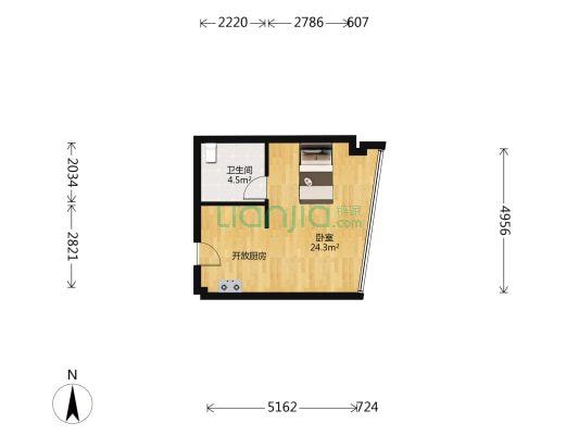 开元加州阳光小区 1室0厅1卫 46平方
