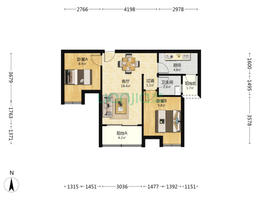 龙源雅居 2室1厅1卫 73平方