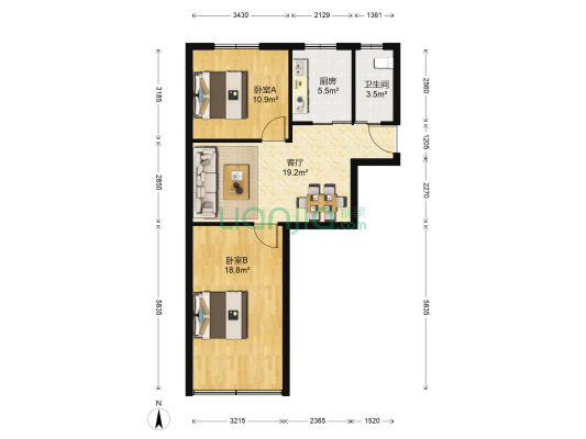 荷花里小区 2室1厅1卫 67平方