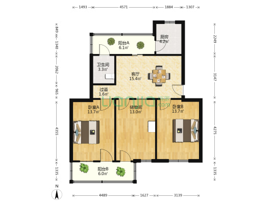 霍邱路151号 2室1厅1卫 88平方