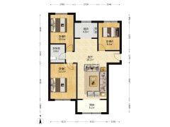 鹏渤印象城牛津花园 3室2厅 南 北-涿州鹏渤印象城牛津花园户型图