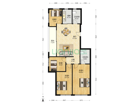 融创臻源锦宁里 4室1厅2卫 131平方