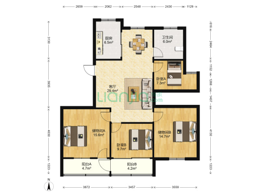 尚书新村 2室1厅1卫 120平方