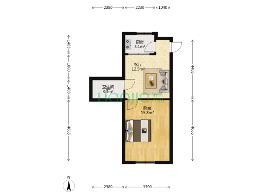 文锦苑 1室1厅1卫 49平方