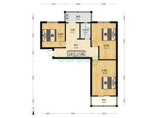 煤运宿舍 3室1厅1卫 84平方