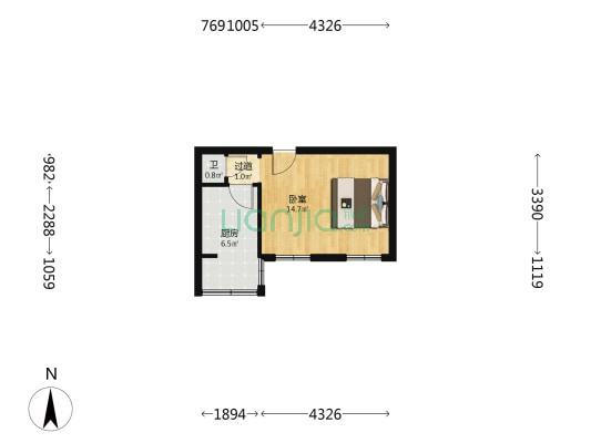 桃源路37号 1室0厅1卫 27平方
