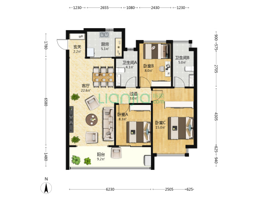 云上四季 3室1厅2卫 108平方