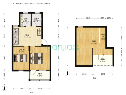 湖南岸后畈小区 2室1厅1卫 57平方